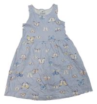 Bílo-modré pruhované šaty s motýlky H&M