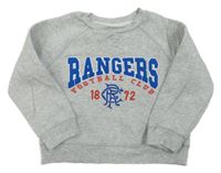 Šedá-melírovaná fotbalová mikina s nápisem - Rangers