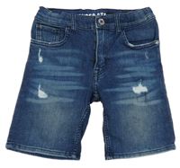 Modré slim fit teplákové riflové kraťasy s prošoupáním H&M