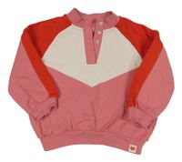 Růžovo-smetanovo-červená oversize mikina George
