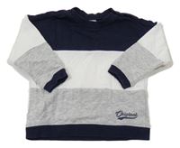 Tmavomodro-bílo-šedá mikina s nápisem H&M