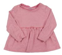 Růžovo-bílé pruhované triko s volánem Matalan 