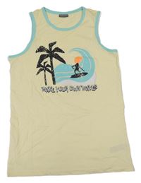 Světležluté tílko s palmami a surfařem vel. 176 Destination