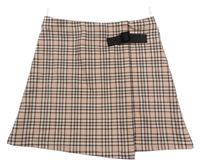 Světlerůžovo-černo-bílá kostkovaná sukně s přeskou C&A