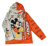 Bílo-červená sportovní mikina s Mickey a kapucí 