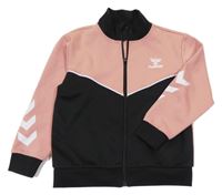 Černo-starorůžová propínací sportovní mikina s logem hummel