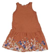 Starorůžové bavlněné šaty s kytičkami H&M