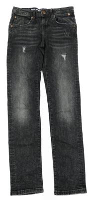 Antracitové slim fit rifle s prošoupáním Petrol