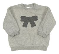 Šedá melírovaná mikina s mašlí H&M