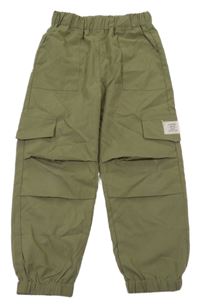 Khaki cargo cuff šusťákové kalhoty s nášivkou SHEIN