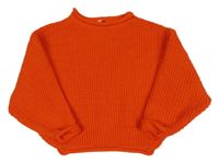 Červený žebrovaný žinylkový oversize crop svetr BESTies