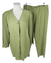 2set - Dámská khaki strukturovaná halenka + kalhoty 