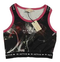 Nové - černo-vínovo vzorovaný sportovní crop top RIACTIVE 