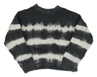 Tmavošedo-bílá batikovaná oversize crop mikina s kapsou F&F