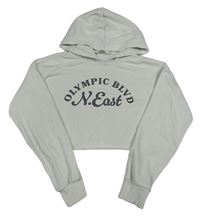 Bílá crop mikina s nápisem a kapucí H&M