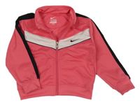 Tmavorůžovo-bílo-černá sportovní propínací mikina Nike
