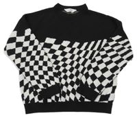 Černo-bílý kostkovaný svetr H&M