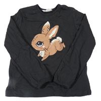 Antracitové mikinotriko se zajícem H&M