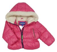 Růžová šusťáková zimní bunda s kapucí 