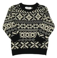 Černo-béžový vzorovaný svetr H&M