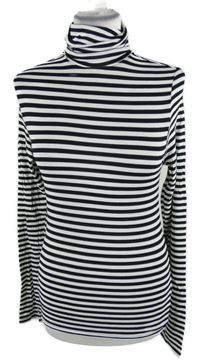Nové - Dámské bílo-černé pruhované triko s rolákem H&M