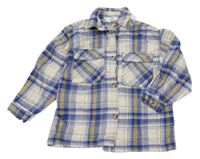 Smetanovo-safírovo-okrová kostkovaná košilová bunda H&M