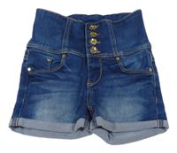 Tmavomodré riflové high waist kraťasy Cool Cat