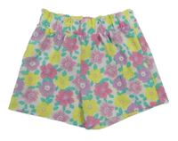 Bílo-lila-žluto-růžové květované kraťasy Matalan