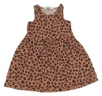 Růžovo-černé leopardí bavlněné šaty H&M