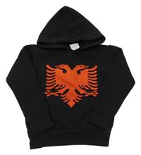 Černá mikina s potiskem a kapucí 
