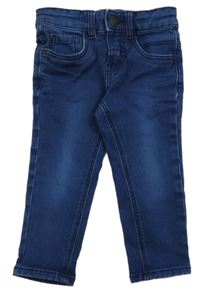 Tmavomodré teplákové skinny fit rifle Hema