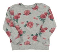 Šedo-růžová květovaná lehká mikina H&M