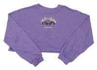 Fialová lehká crop mikina s obrázkem H&M