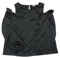 Černá saténová halenka s volnými rameny H&M