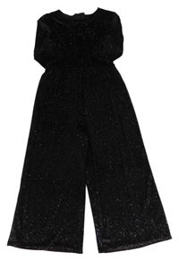 Černý třpytivý sametový kalhotový culottes overal St. Bernard