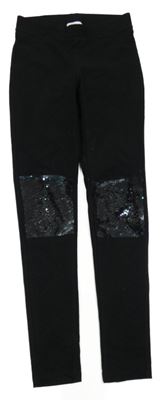 Černé riflové džegíny s překlápěcími flitry H&M