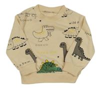 Béžová mikina s dinosaury