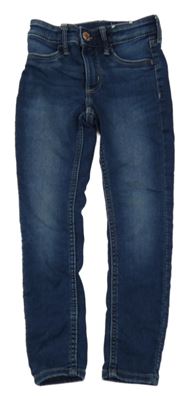 Tmavomodré teplákové skinny fit rifle H&M