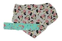 2set - Šedý melírovaný šátek s Minnie + tyrkysová čelenka s mořskými pannami