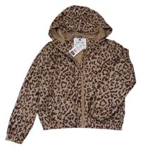 Nové - hnědá šusťáková podzimní leopardí bunda s kapucí F&F