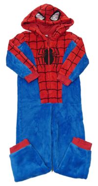 Červeno-modrá plyšová kombinéza s kapucí - Spiderman C&A