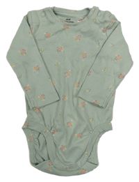 Zelenkavé květované body H&M