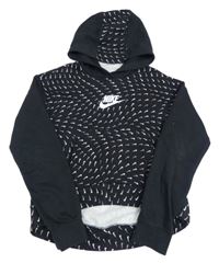 Černá mikina s logy a kapucí Nike