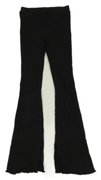 Černé žebrované flare legíny H&M