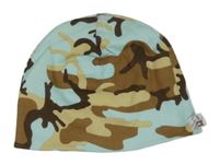 Světlemodro-hnědá army podšitá čepice