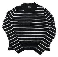 Černo-bílý pruhovaný žebrované crop svetr Y.F.K.