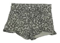 Šedé leopardí riflové kraťasy H&M