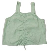 Světlezelený crop top se stahováním