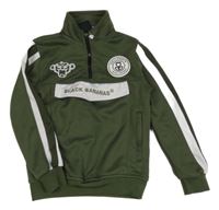 Khaki sportovní mikina s nápisy a rolákem Black Bananas