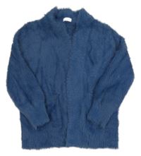 Modrý chlupatý svetrový cardigan Next